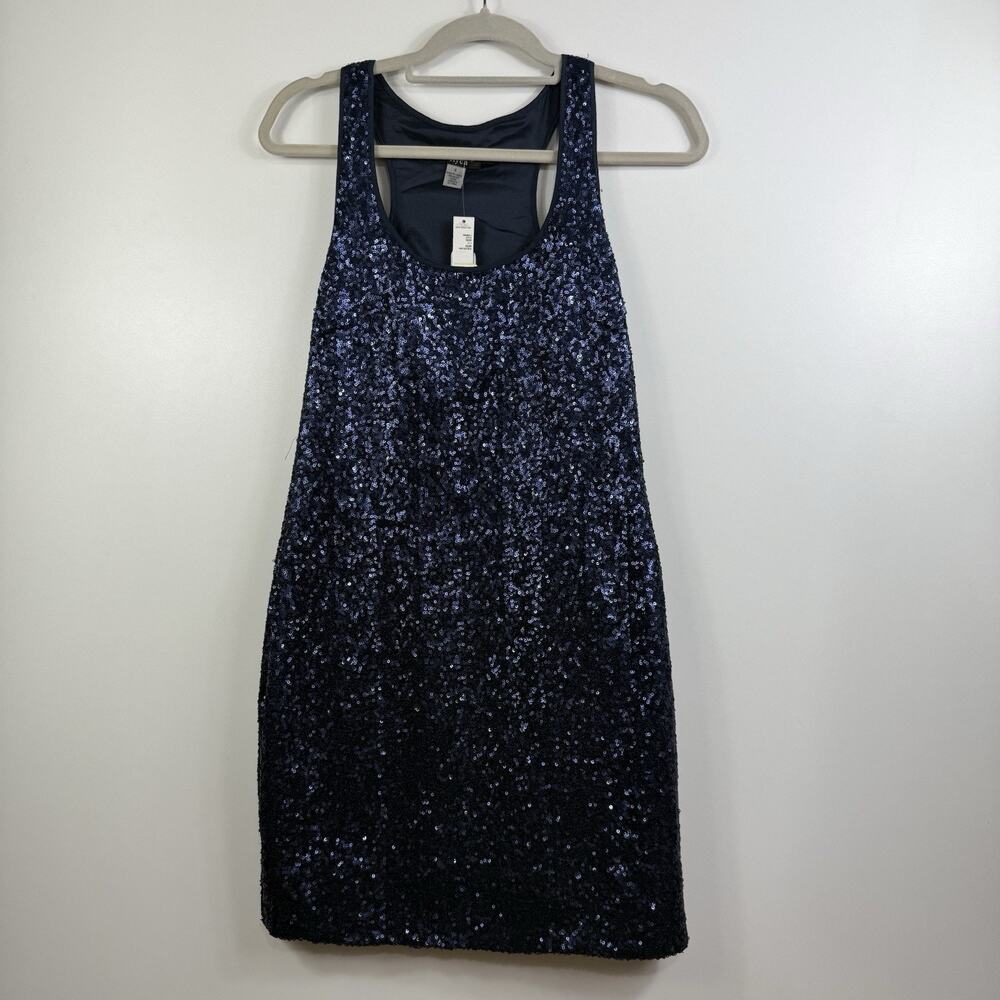 Party Cocktail NWT 2b. Rych Blue Sequin Mini Dress Size 4 Racer Back Scoop Neck - Picture 12 of 12